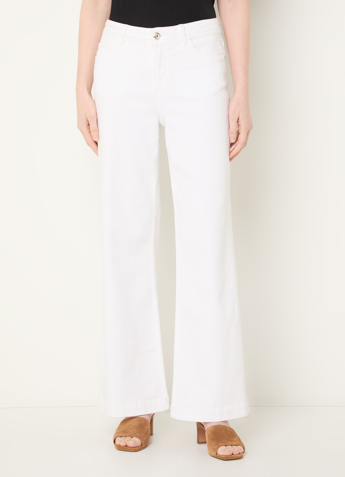 Mos Mosh MMDara Deluxe high waist flared jeans met gekleurde wassing - detail wit