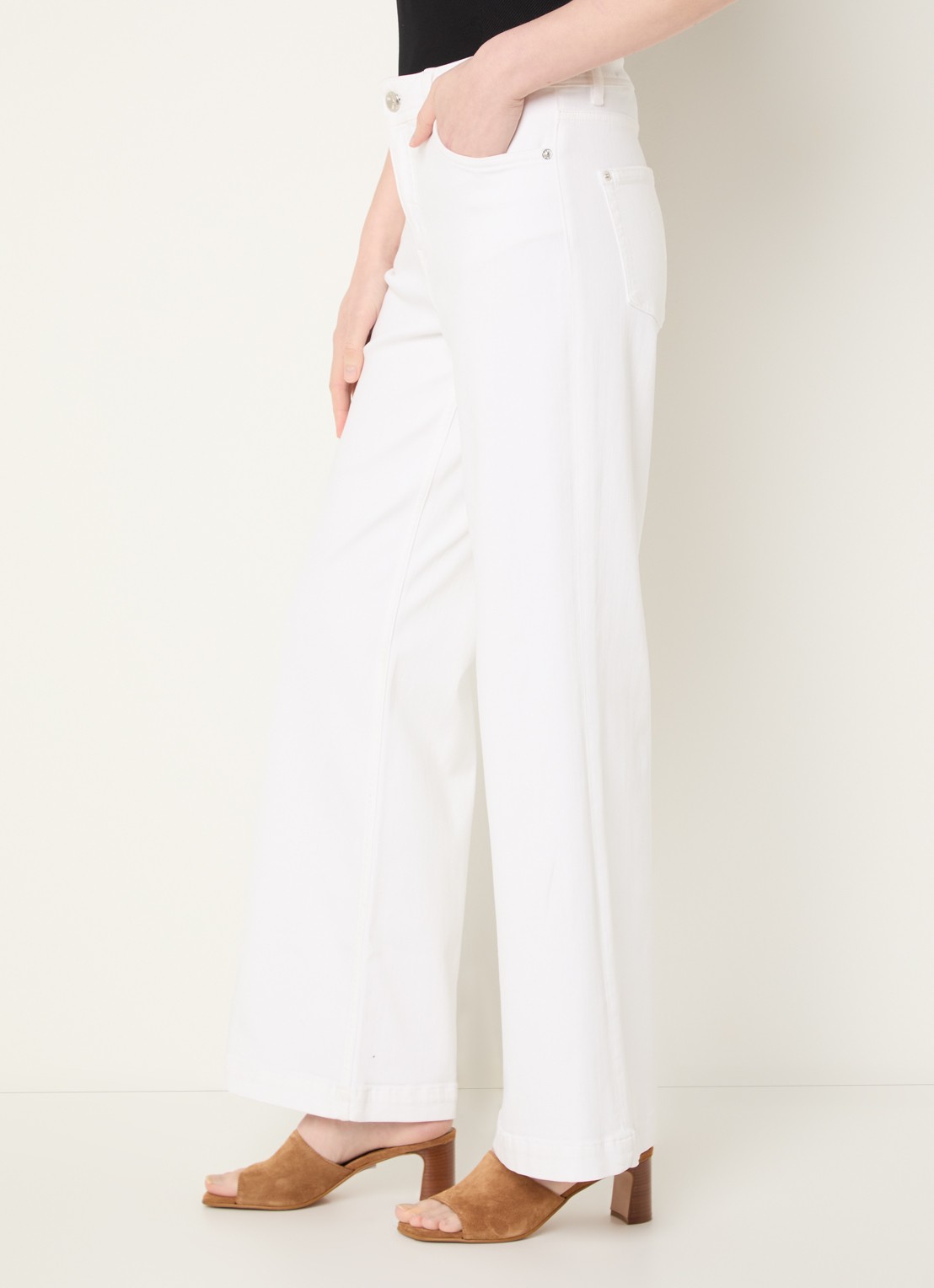 Mos Mosh MMDara Deluxe high waist flared jeans met gekleurde wassing - detail 2 wit