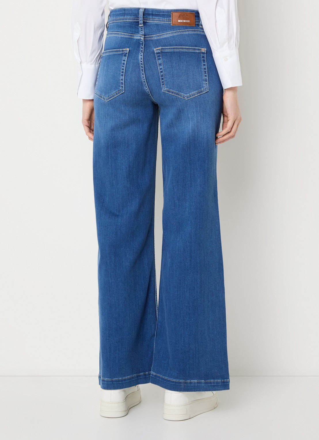 Mos Mosh MMDara high waist wide leg jeans met steekzakken - achterkant indigo