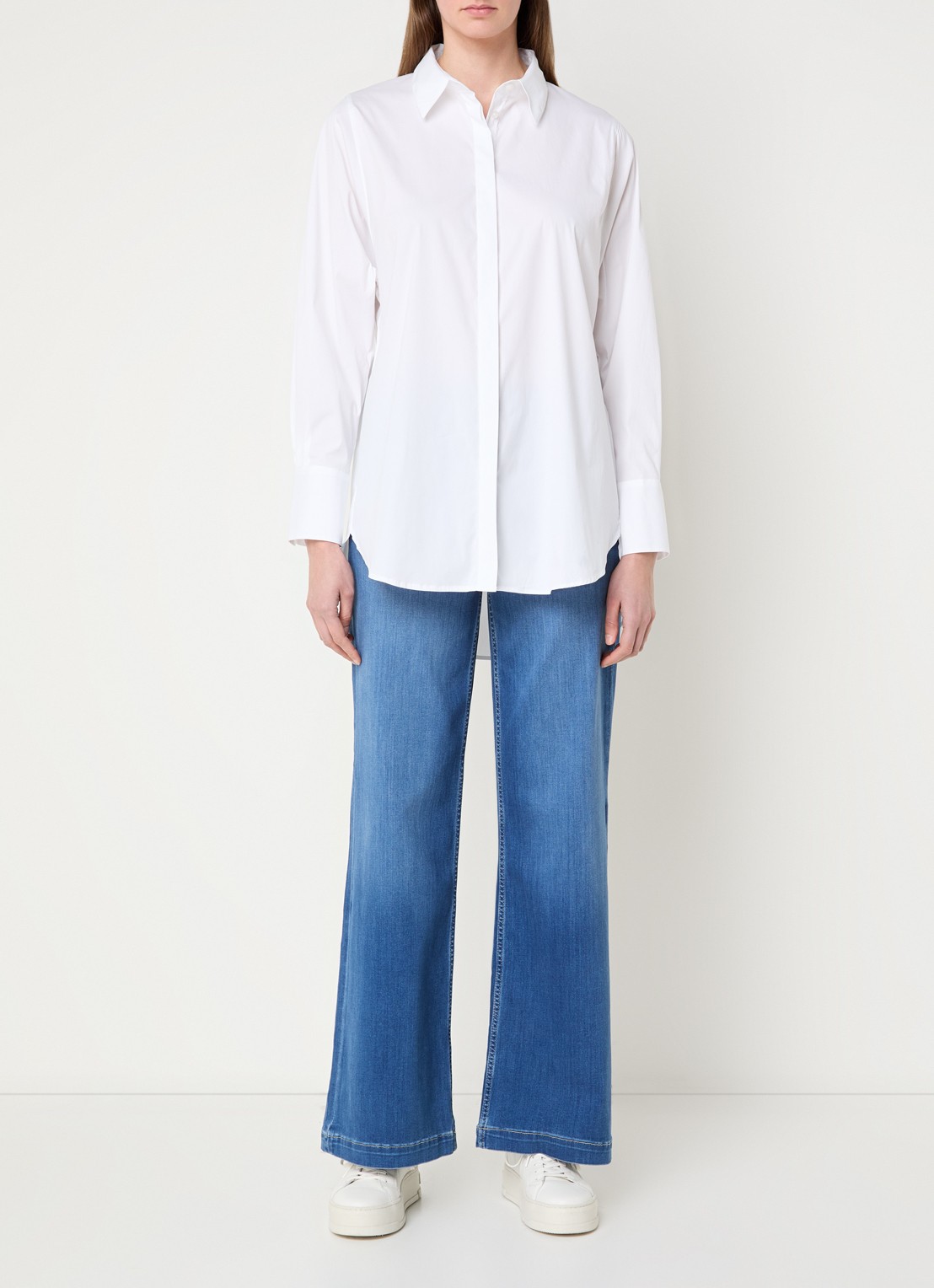 Mos Mosh MMDara high waist wide leg jeans met steekzakken - voorkant 3 indigo