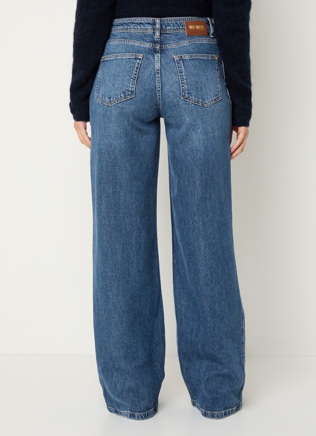 Mos Mosh MMDara Lititi high waist loose fit jeans  - achterkant indigo