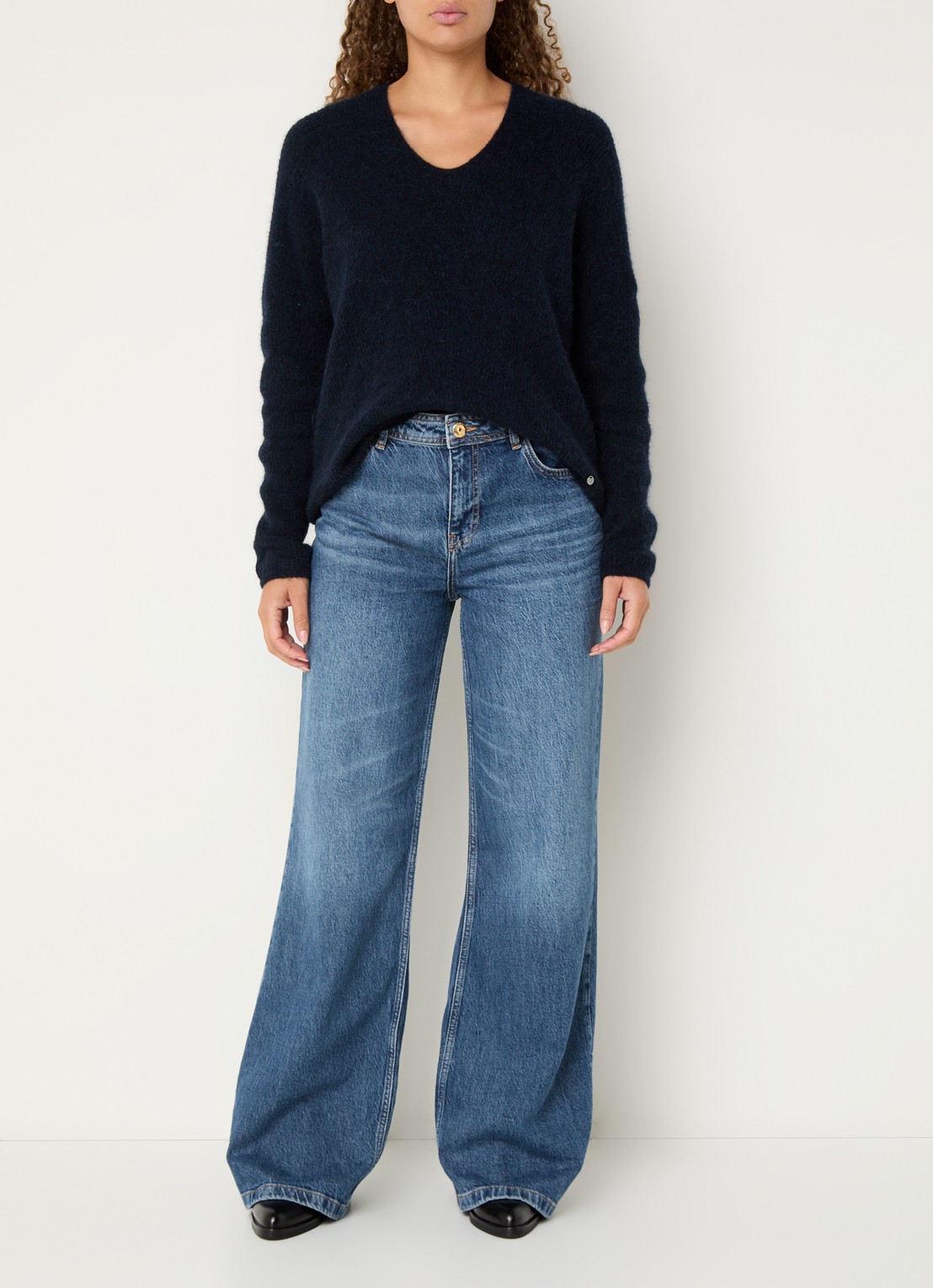 Mos Mosh MMDara Lititi high waist loose fit jeans  - voorkant 5 indigo