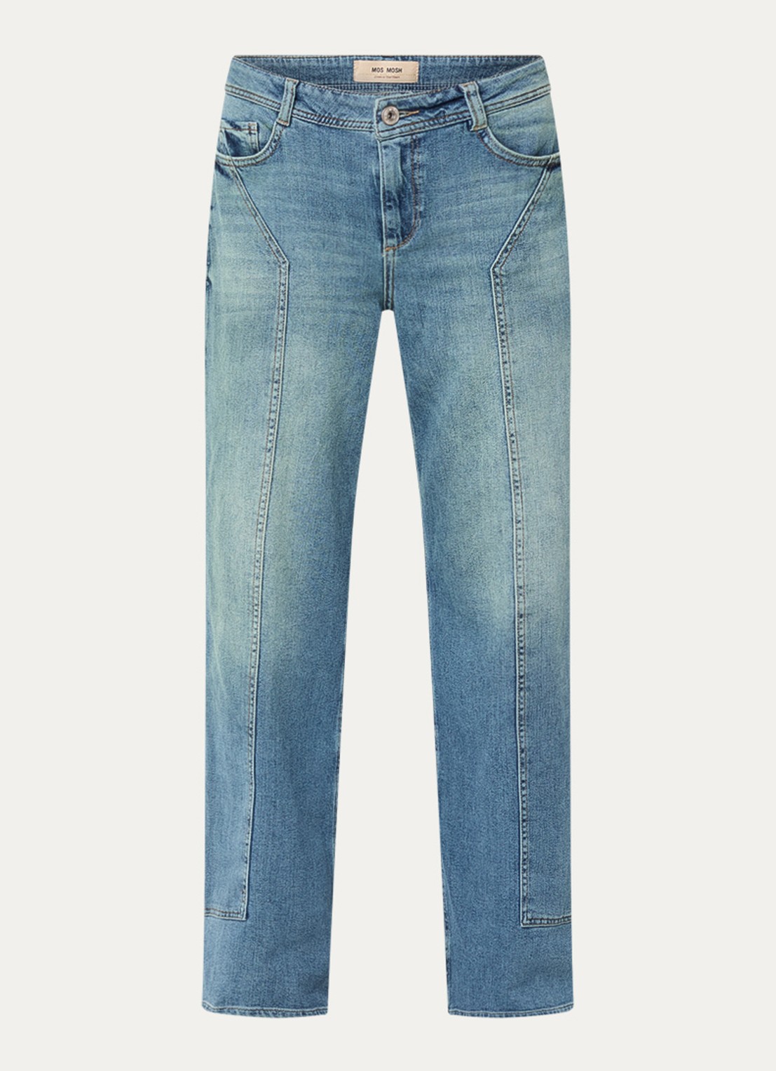 Mos Mosh MMDara Remy mid waist straight leg jeans met steekzakken - voorkant 4 indigo