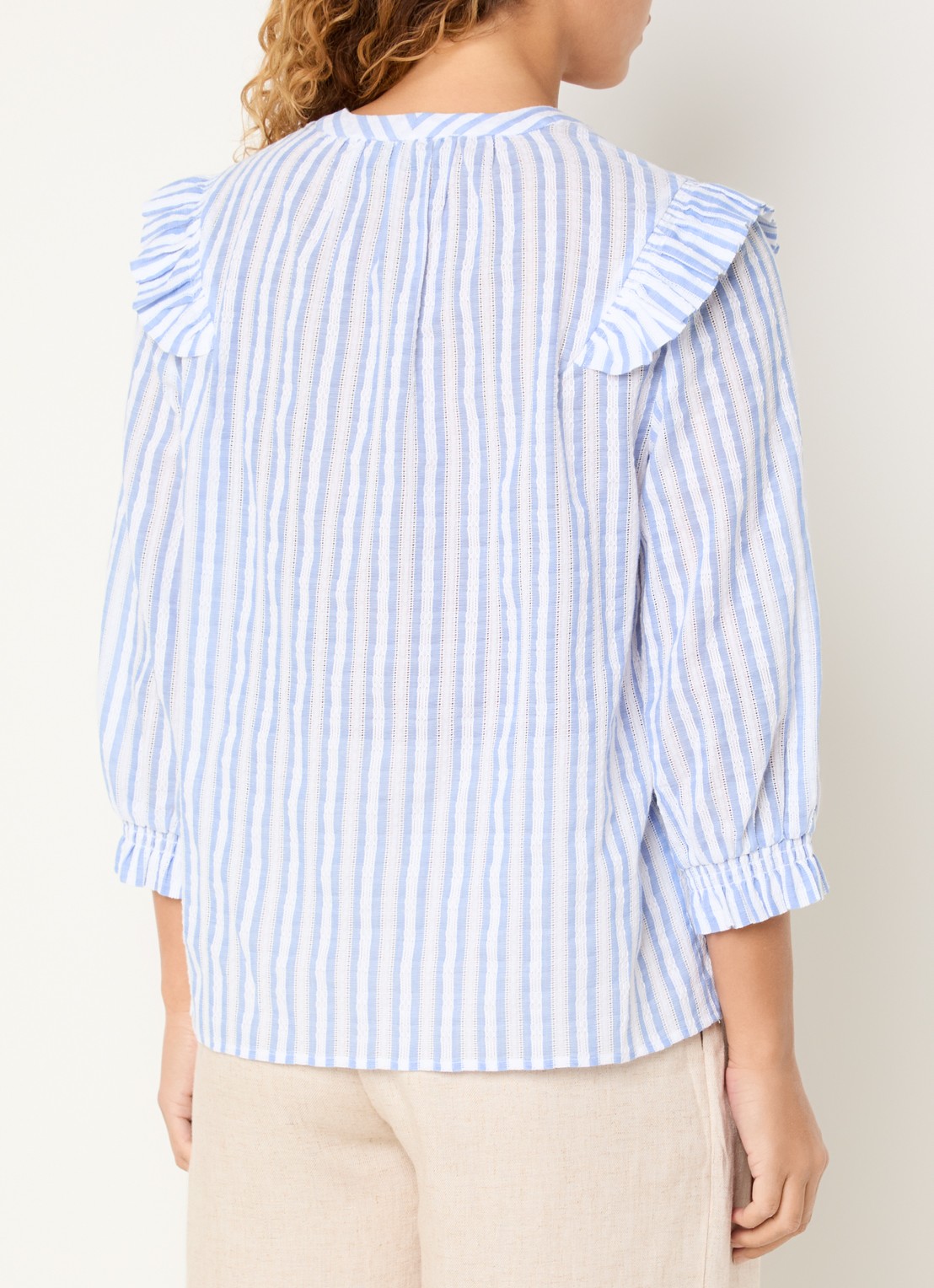 Mos Mosh MMDebby blouse met streepprint - achterkant 4 lichtblauw