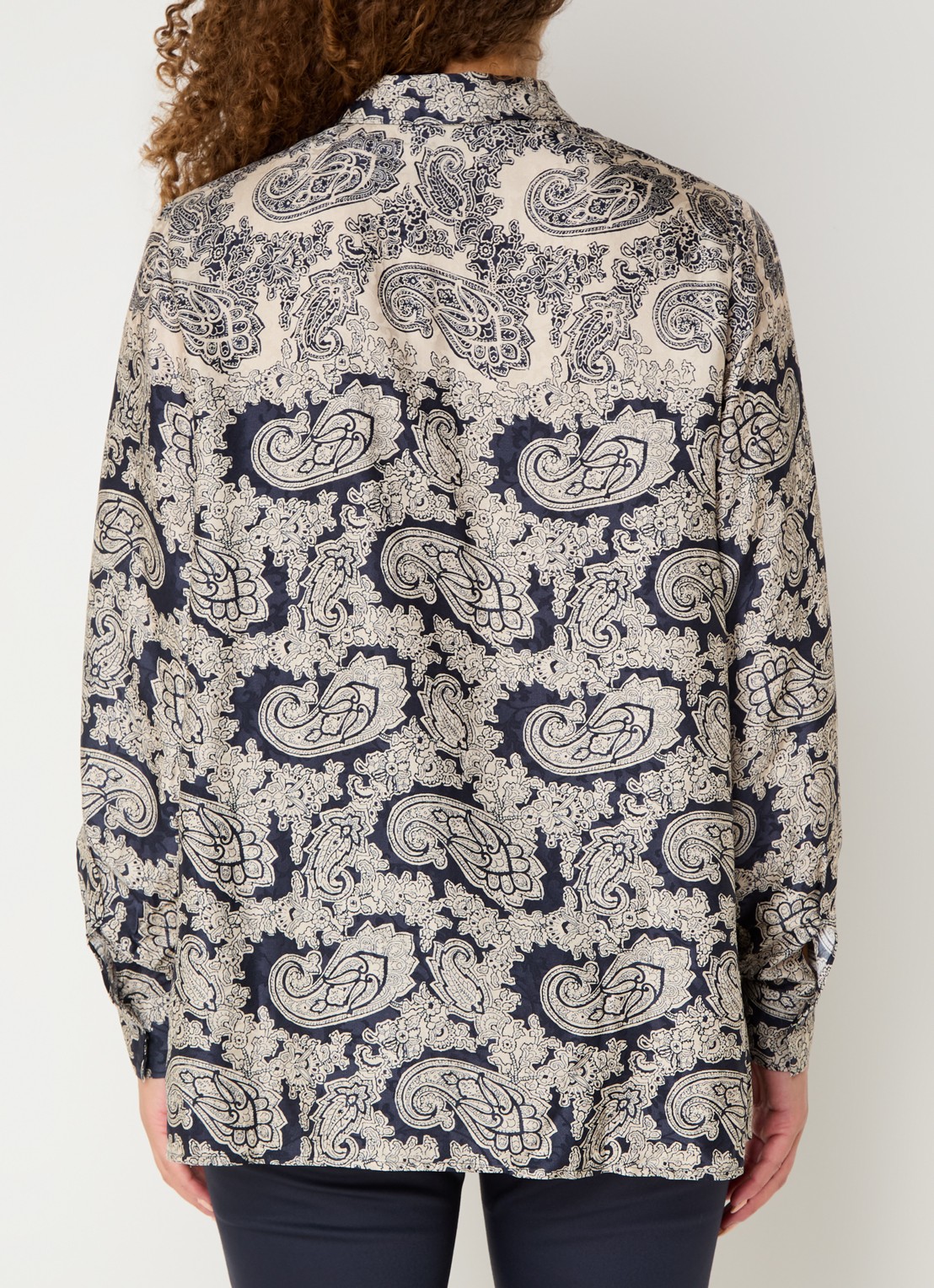 Mos Mosh MMEike blouse met paisley dessin - achterkant 3 donkerblauw