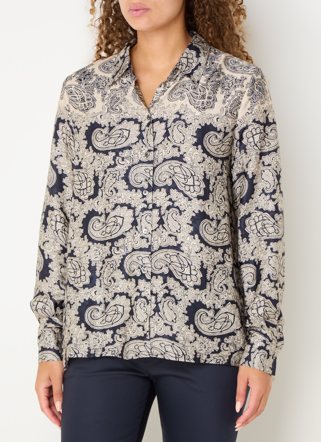 Mos Mosh MMEike blouse met paisley dessin - detail 4 donkerblauw