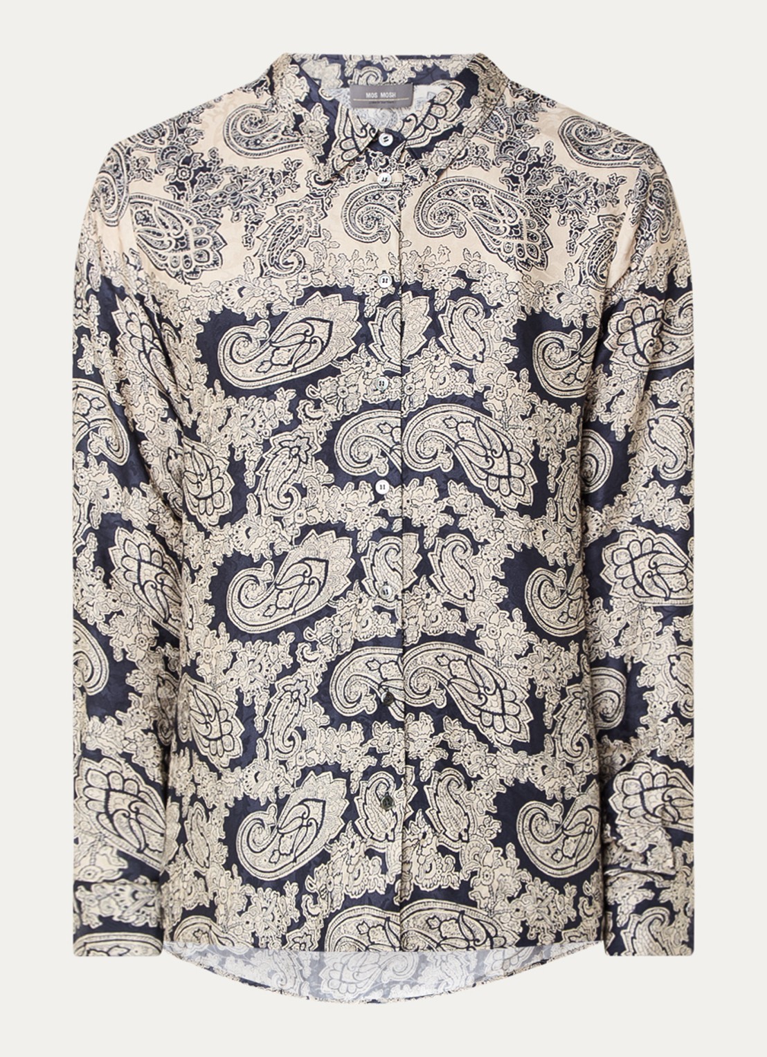 Mos Mosh MMEike blouse met paisley dessin - voorkant donkerblauw