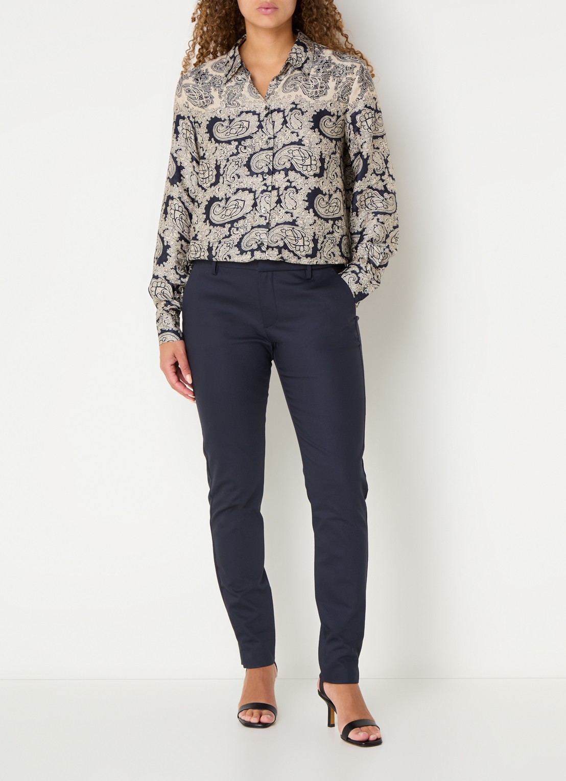 Mos Mosh MMEike blouse met paisley dessin - voorkant 2 donkerblauw