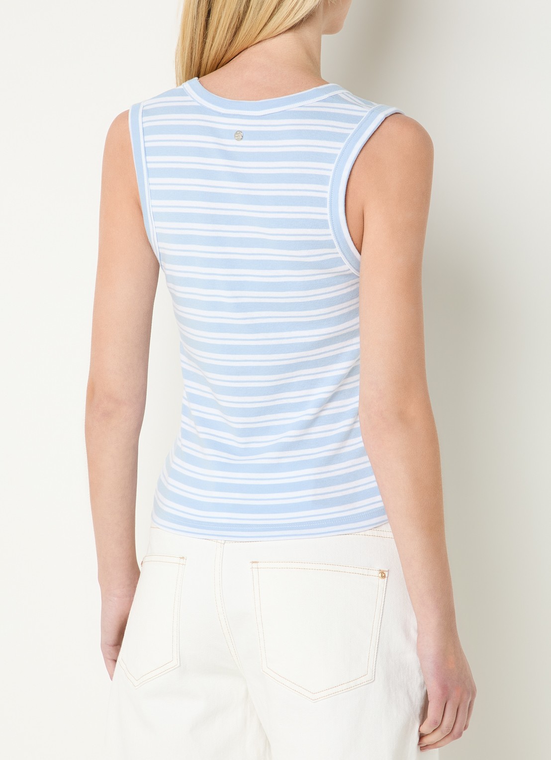 Mos Mosh MMElle tanktop met streepprint - achterkant 3 lichtblauw