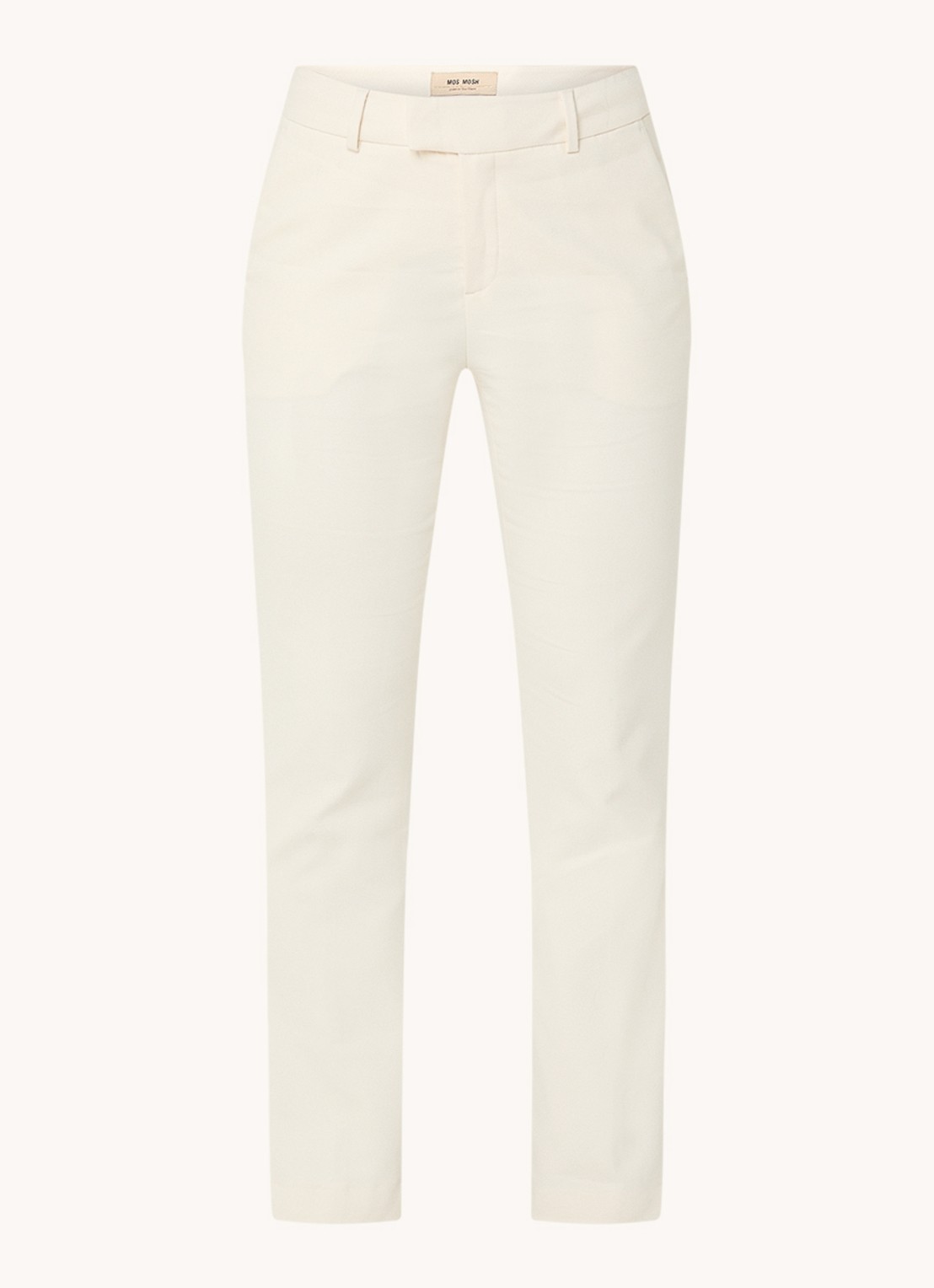 Mos Mosh MMEllen mid waist straight fit cropped chino met steekzakken - voorkant 3 gebroken wit
