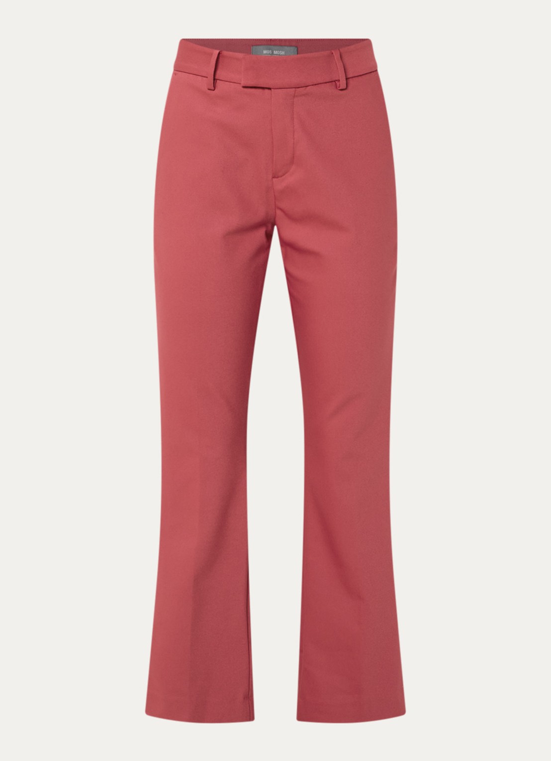 Mos Mosh MMEllen mid waist straight fit cropped chino met steekzakken - voorkant 2 donkerrood