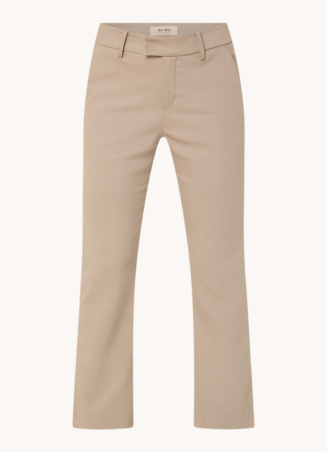 Mos Mosh MMEllen mid waist straight fit cropped chino met steekzakken - voorkant lichtbruin