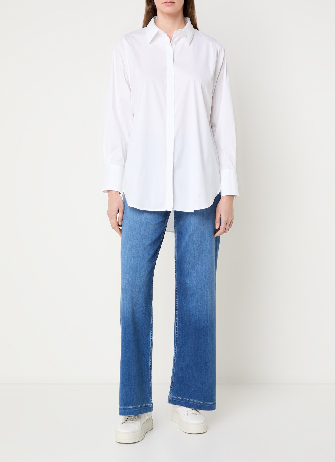 Mos Mosh MMEnola blouse met stretch - voorkant 3 wit