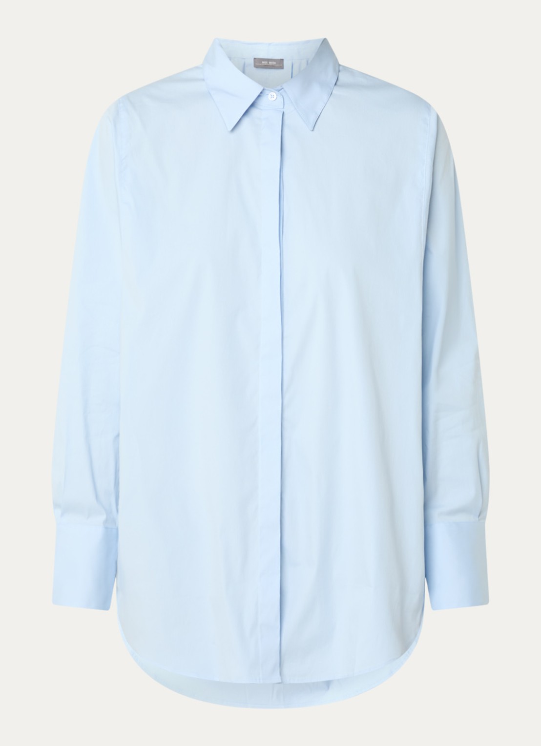 Mos Mosh MMEnola blouse met stretch - voorkant 2 lichtblauw
