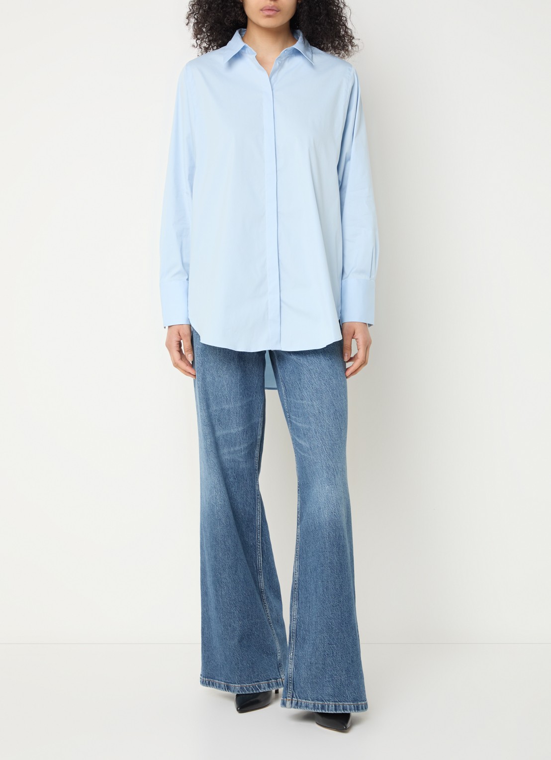Mos Mosh MMEnola blouse met stretch - voorkant 3 lichtblauw