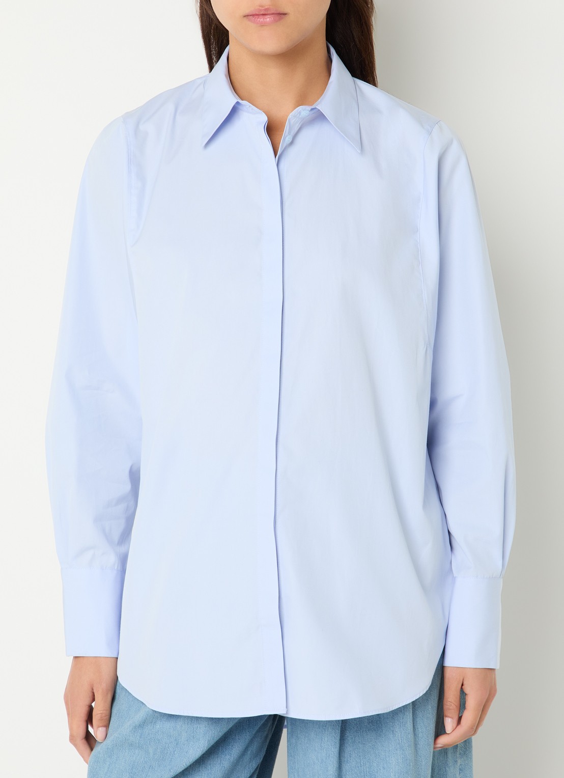 Mos Mosh MMEnola blouse van katoen - detail 4 lichtblauw