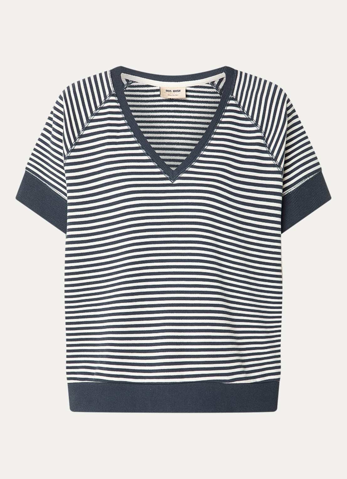 Mos Mosh MMHolt fijngebreide top met streepprint - voorkant 3 donkerblauw