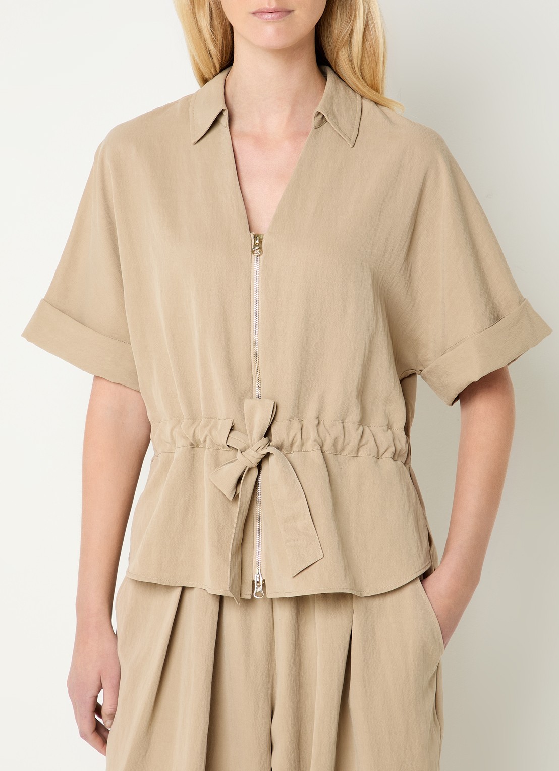 Mos Mosh MMIndie tuniek met strikceintuur - detail 4 zand