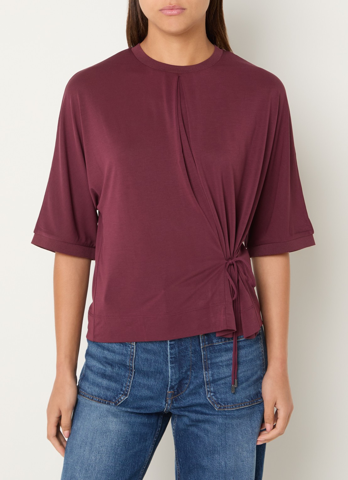 Mos Mosh MMJuana T-shirt met gestrikt detail - detail 3 bordeauxrood