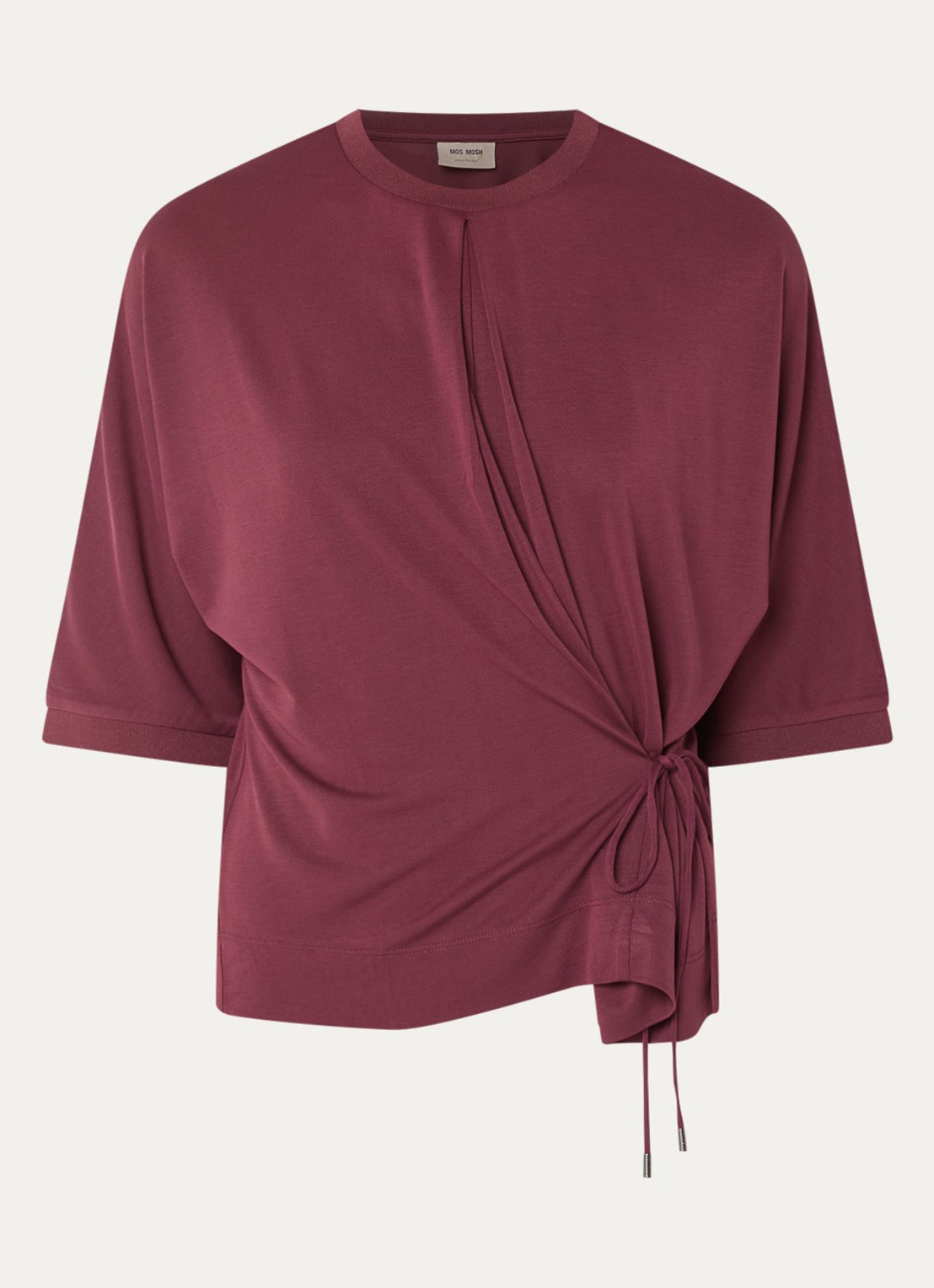 Mos Mosh MMJuana T-shirt met gestrikt detail - voorkant bordeauxrood