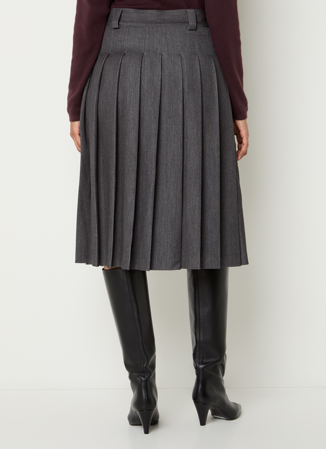 Mos Mosh MMKait midi rok met plooidetail - achterkant 4 donkergrijs