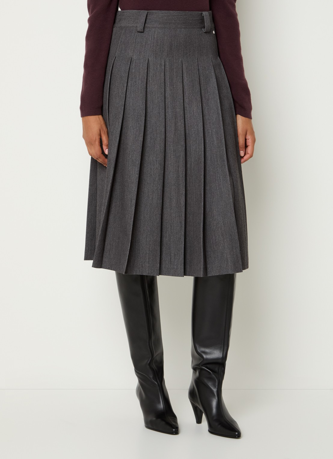 Mos Mosh MMKait midi rok met plooidetail - detail donkergrijs