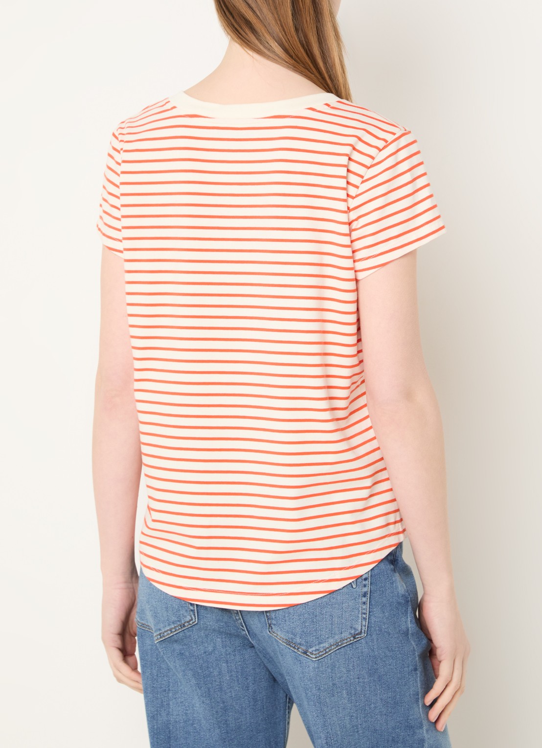 Mos Mosh MMKala T-shirt met streepprint - achterkant 4 oranje