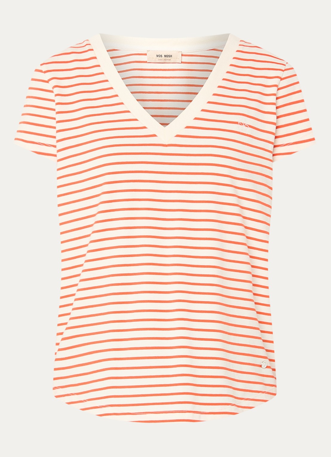Mos Mosh MMKala T-shirt met streepprint - voorkant oranje