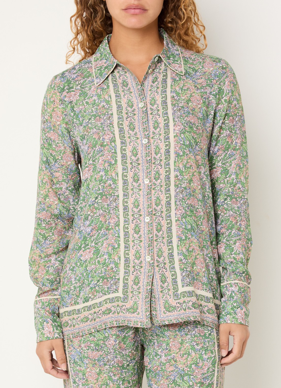 Mos Mosh MMKana blouse met bloemenprint - detail 4 groen