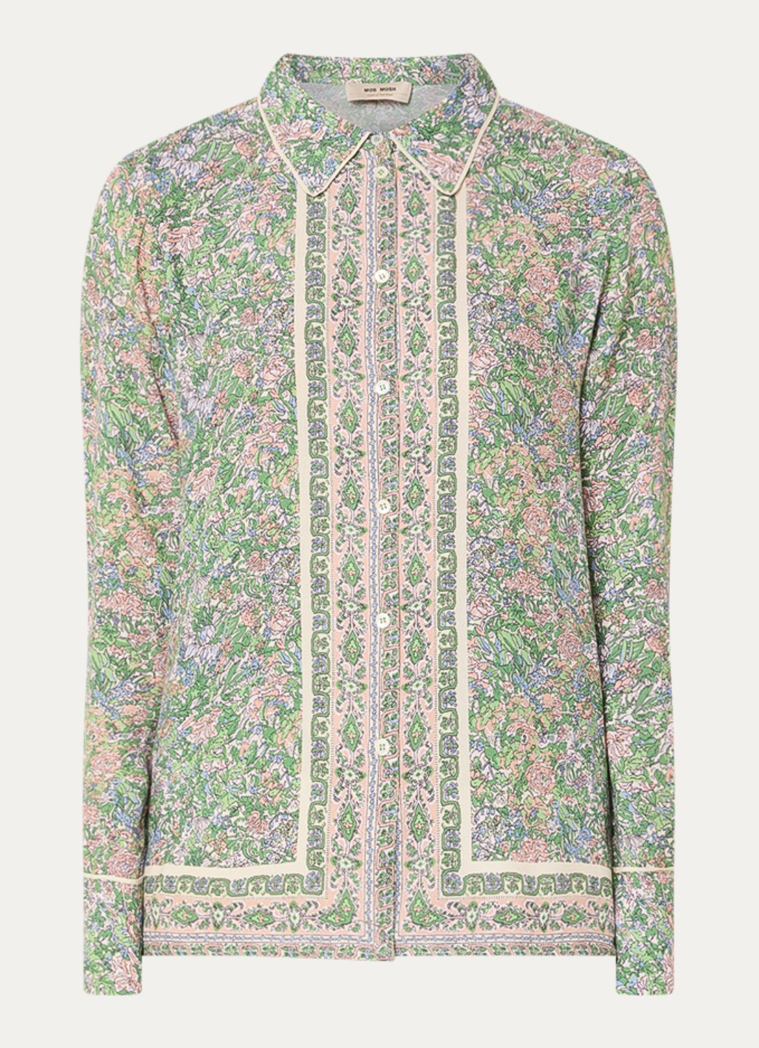 Mos Mosh MMKana blouse met bloemenprint - voorkant 2 groen