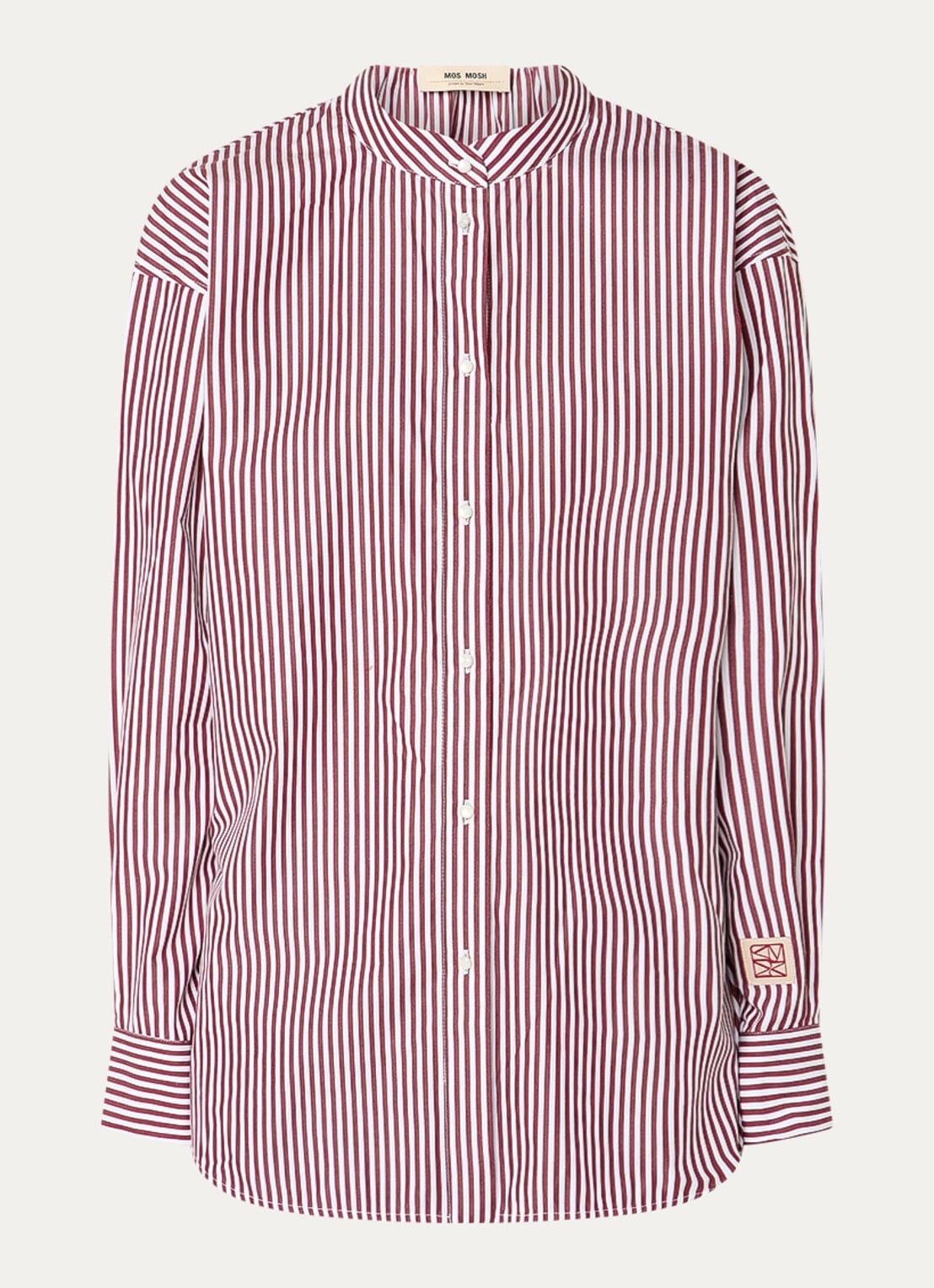 Mos Mosh MMKaris blouse met streepprint - voorkant donkerrood