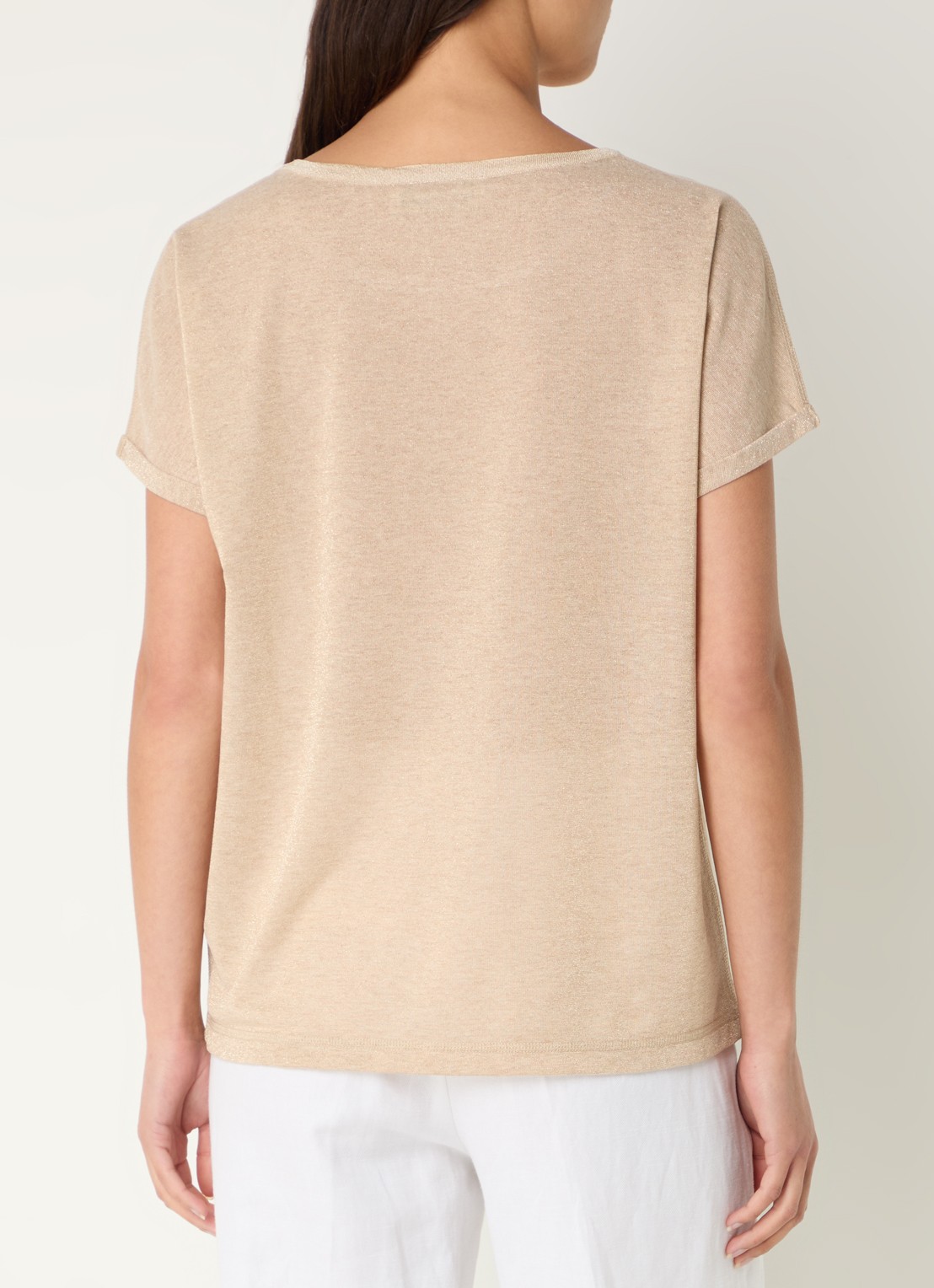 Mos Mosh MMKay semi-transparant T-shirt met lurex - achterkant 3 beige