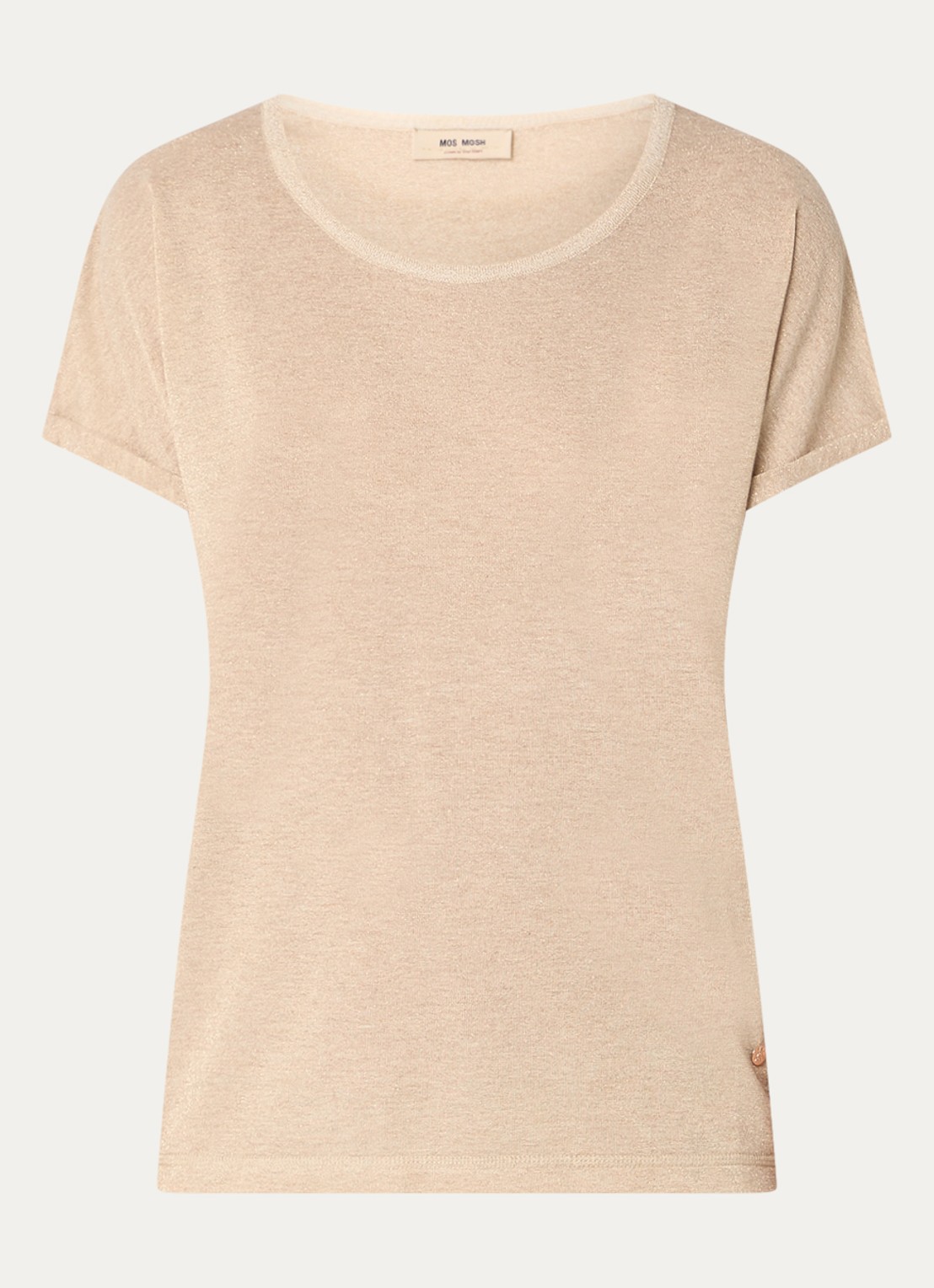 Mos Mosh MMKay semi-transparant T-shirt met lurex - voorkant beige