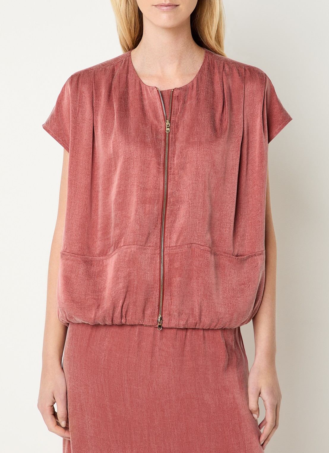 Mos Mosh MMKeli Nadie blouse met opgestikte zakken - detail 2 oudroze