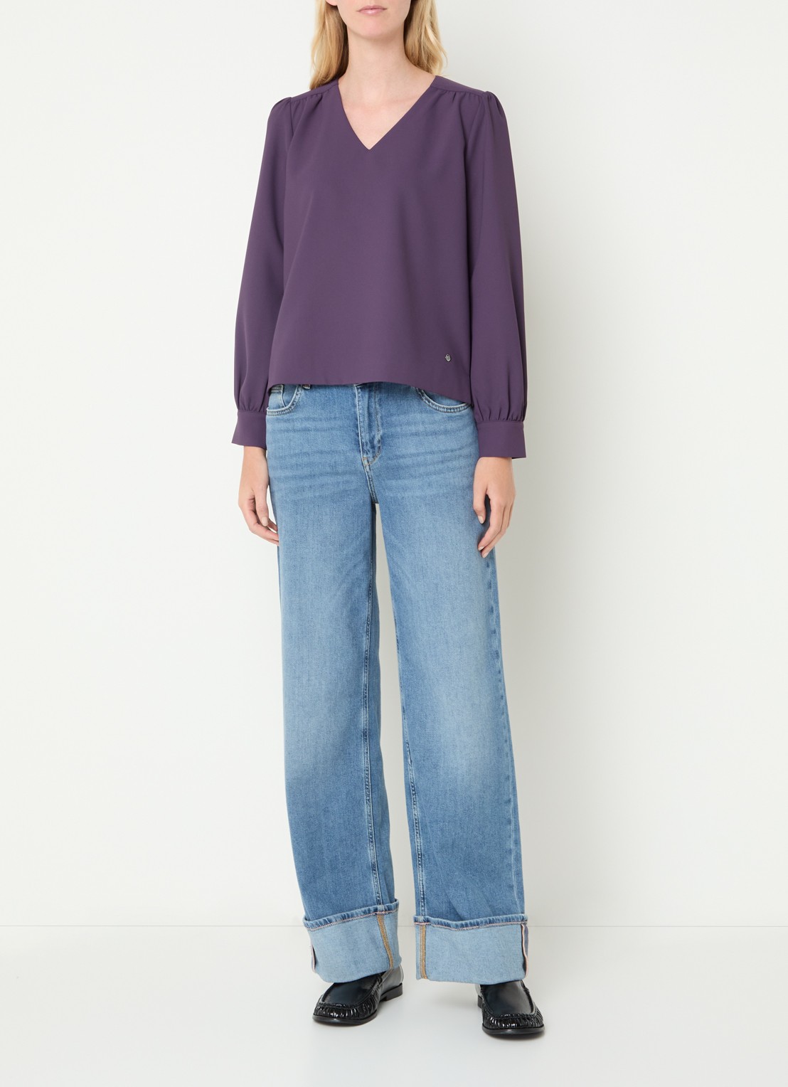 Mos Mosh MMKylie Miley top met pofmouw - voorkant 3 paars