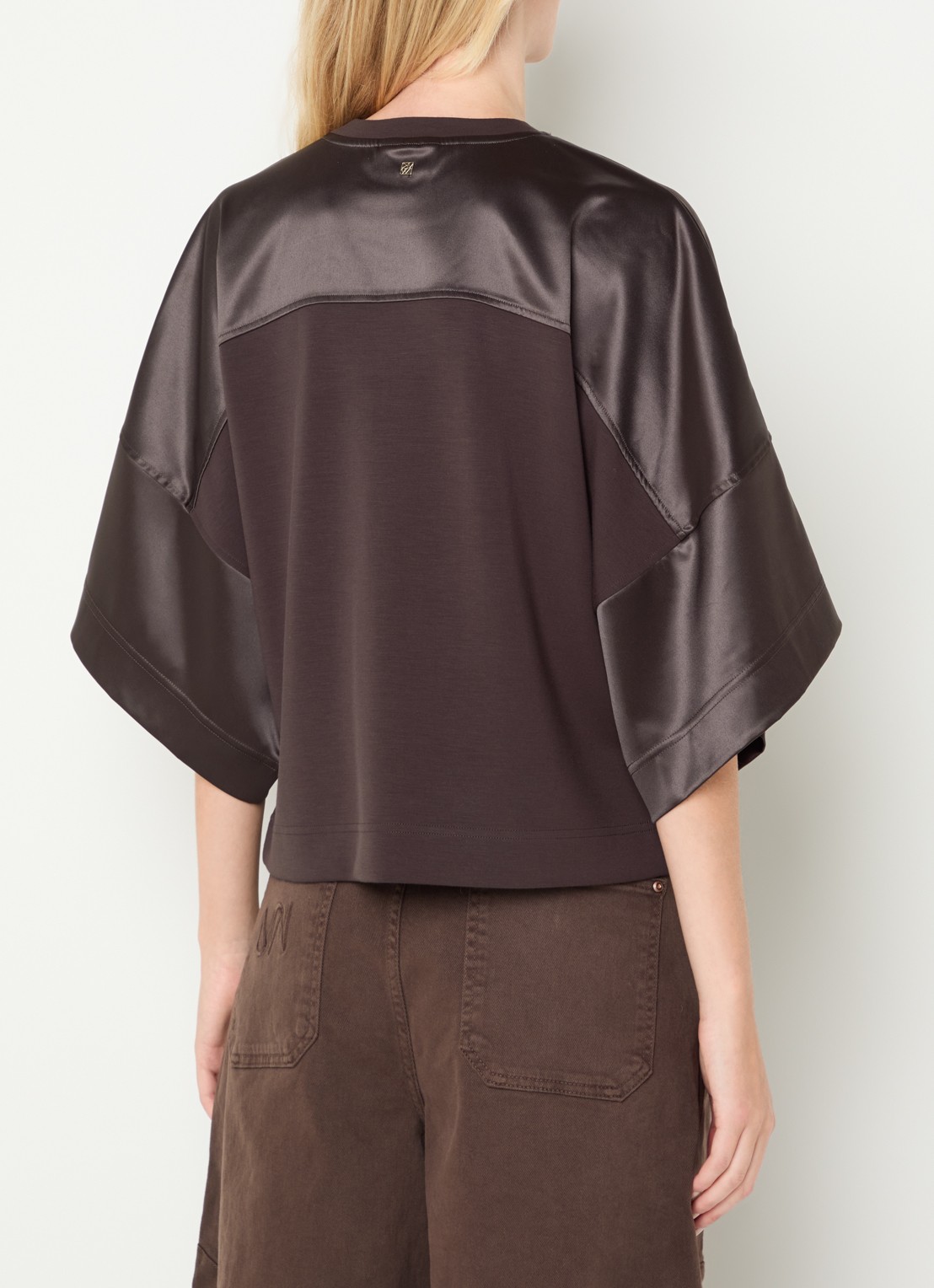 Mos Mosh MMLela sweater van satijn - achterkant 2 bruin