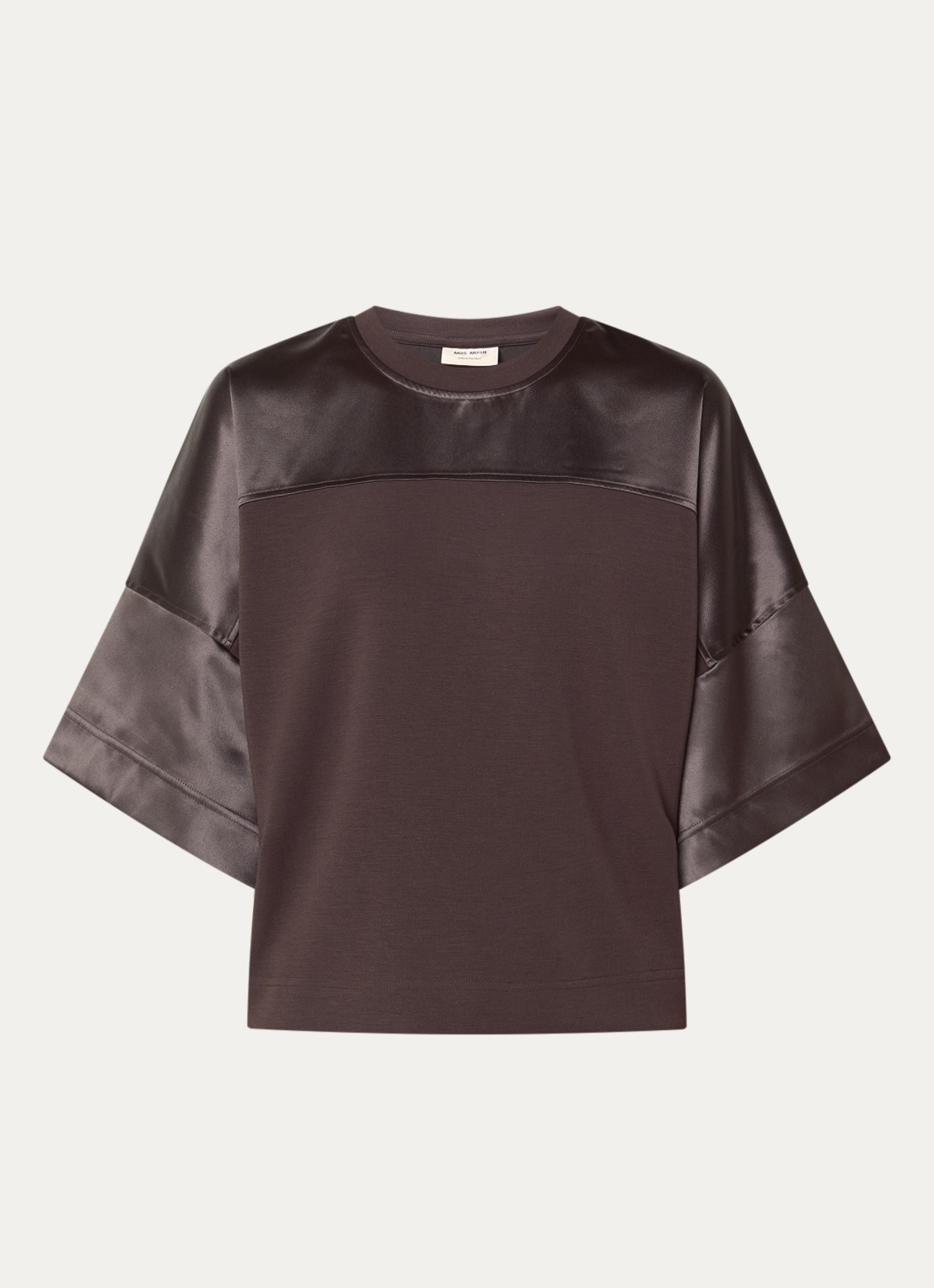 Mos Mosh MMLela sweater van satijn - voorkant 3 bruin