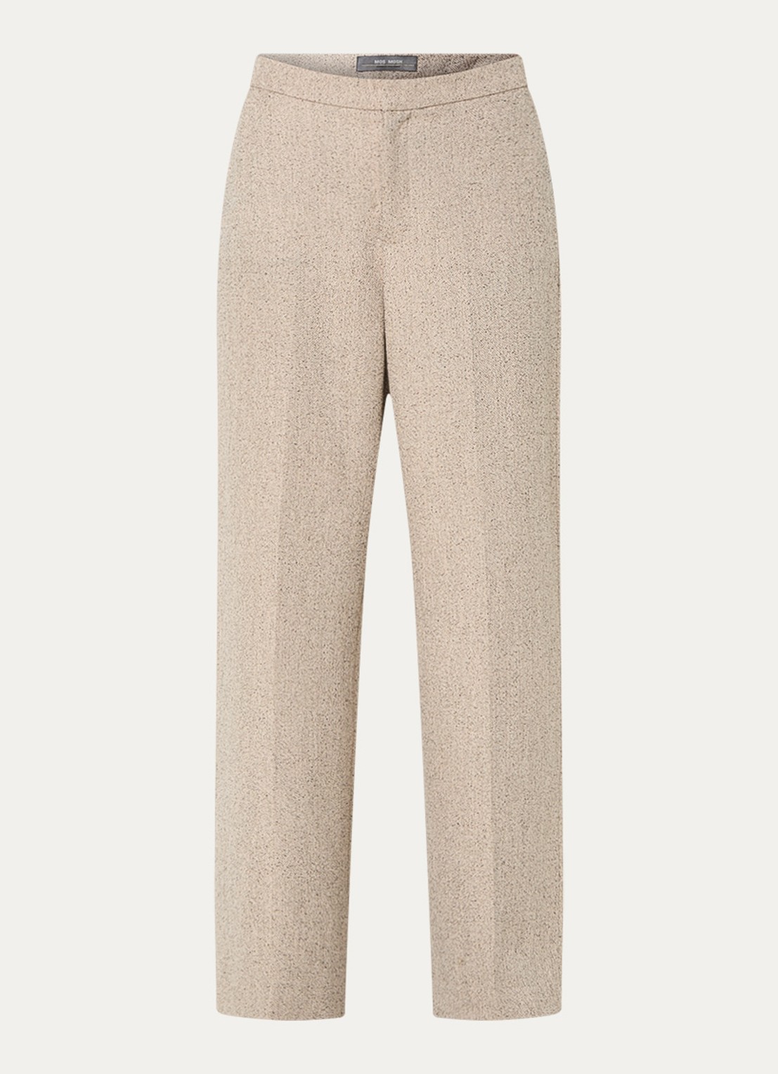 Mos Mosh MMLeya high waist wide fit pantalon met gemêleerd dessin - voorkant 3 beige