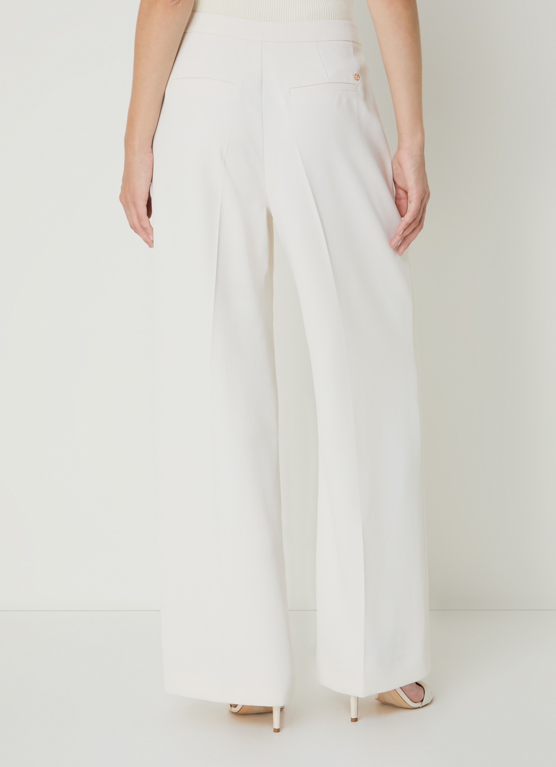 Mos Mosh MMLeya Miley high waist wide fit pantalon met steekzakken - achterkant 4 wit