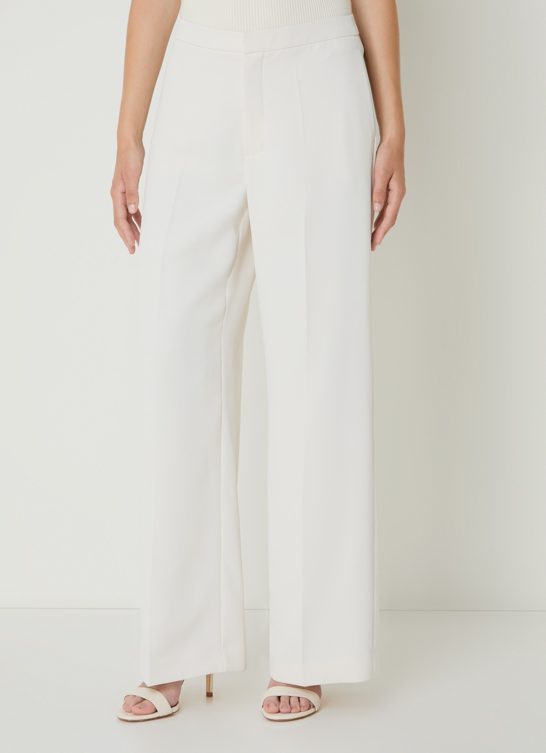 Mos Mosh MMLeya Miley high waist wide fit pantalon met steekzakken - detail 3 wit