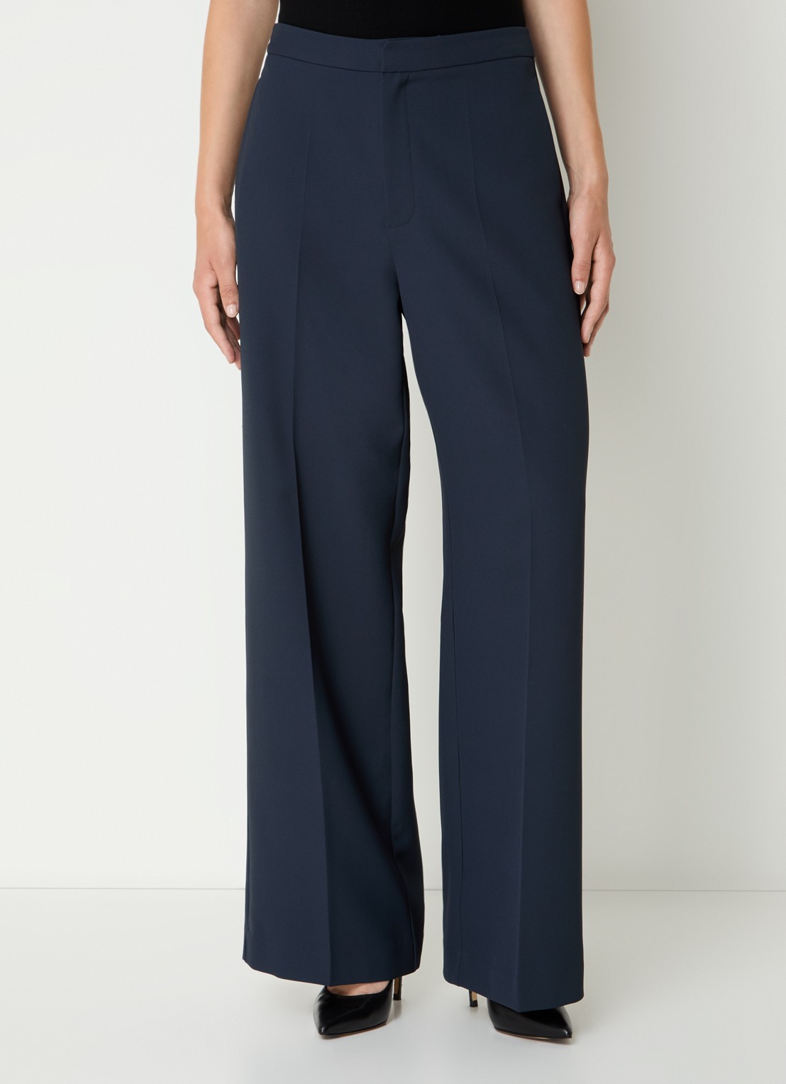 Mos Mosh MMLeya Miley high waist wide fit pantalon met steekzakken - detail 3 donkerblauw