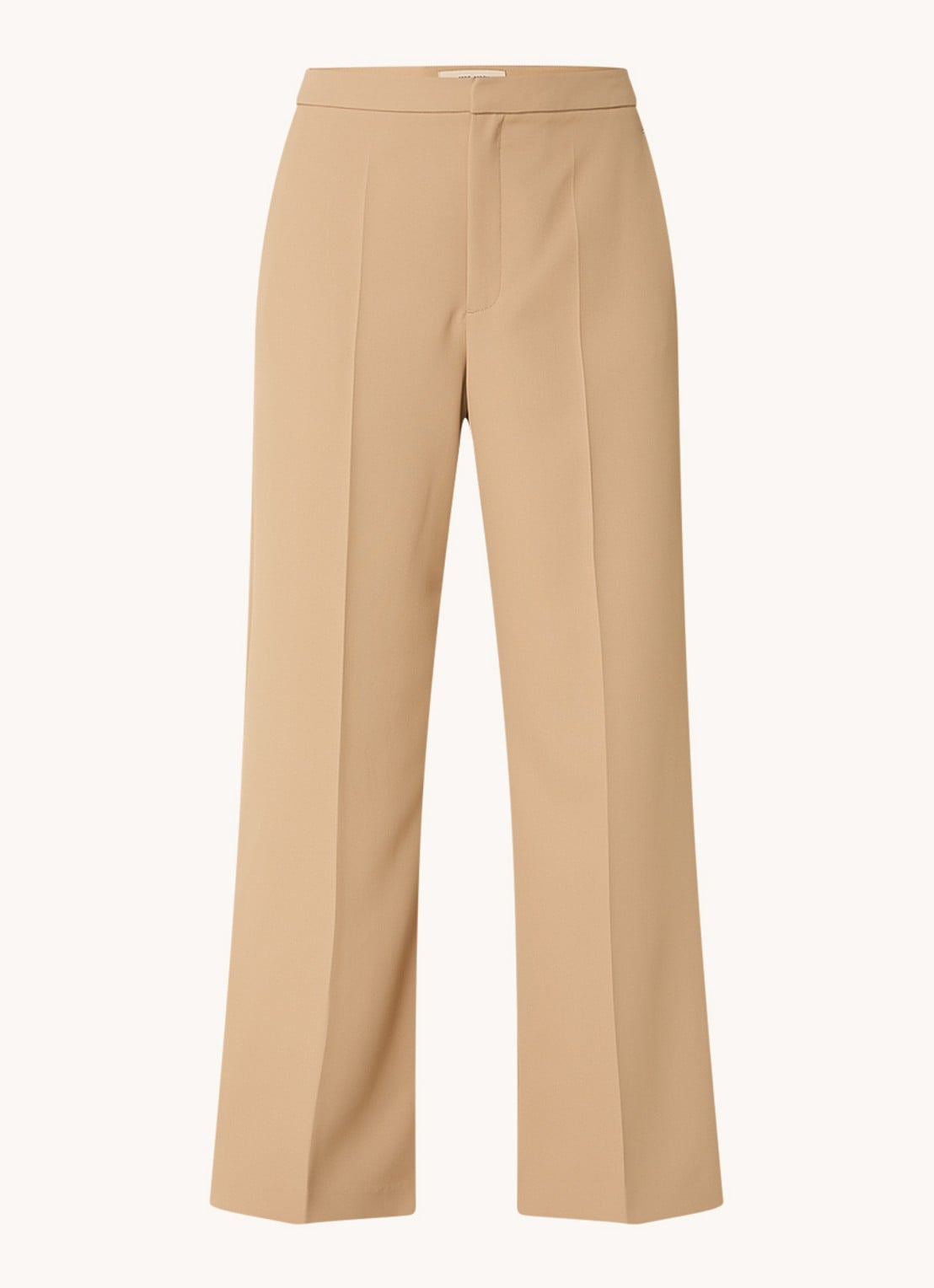 Mos Mosh MMLeya Miley high waist wide fit pantalon met steekzakken - voorkant 3 camel