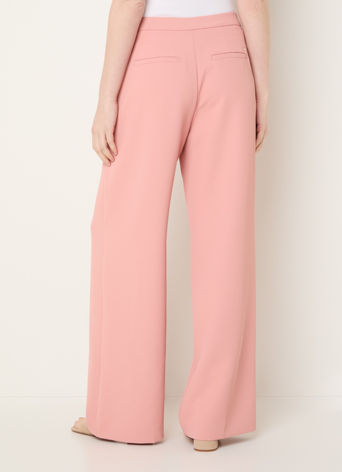 Mos Mosh MMLeya Miley high waist wide fit pantalon met steekzakken - achterkant roze