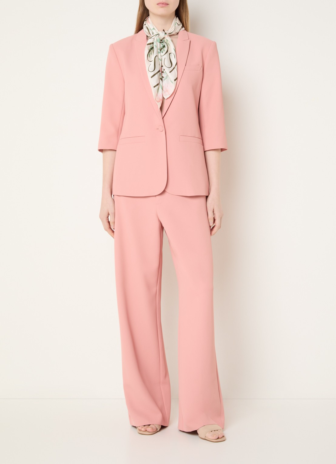 Mos Mosh MMLeya Miley high waist wide fit pantalon met steekzakken - voorkant 3 roze