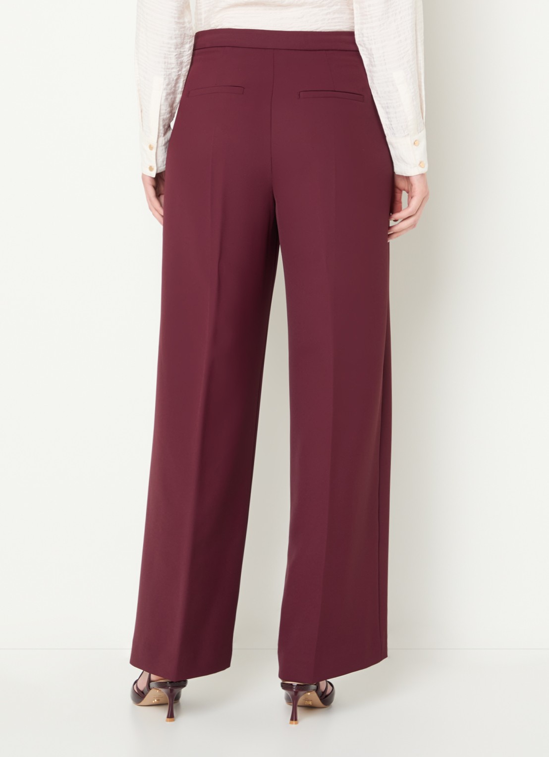 Mos Mosh MMLeya Miley high waist wide fit pantalon met steekzakken - achterkant 3 royalblauw
