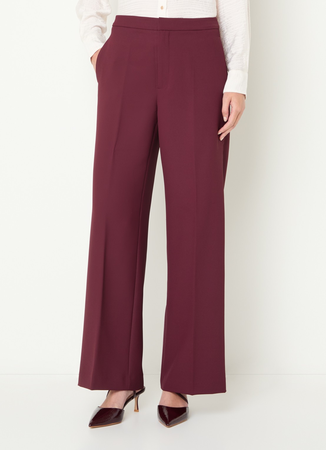 Mos Mosh MMLeya Miley high waist wide fit pantalon met steekzakken - detail 4 royalblauw