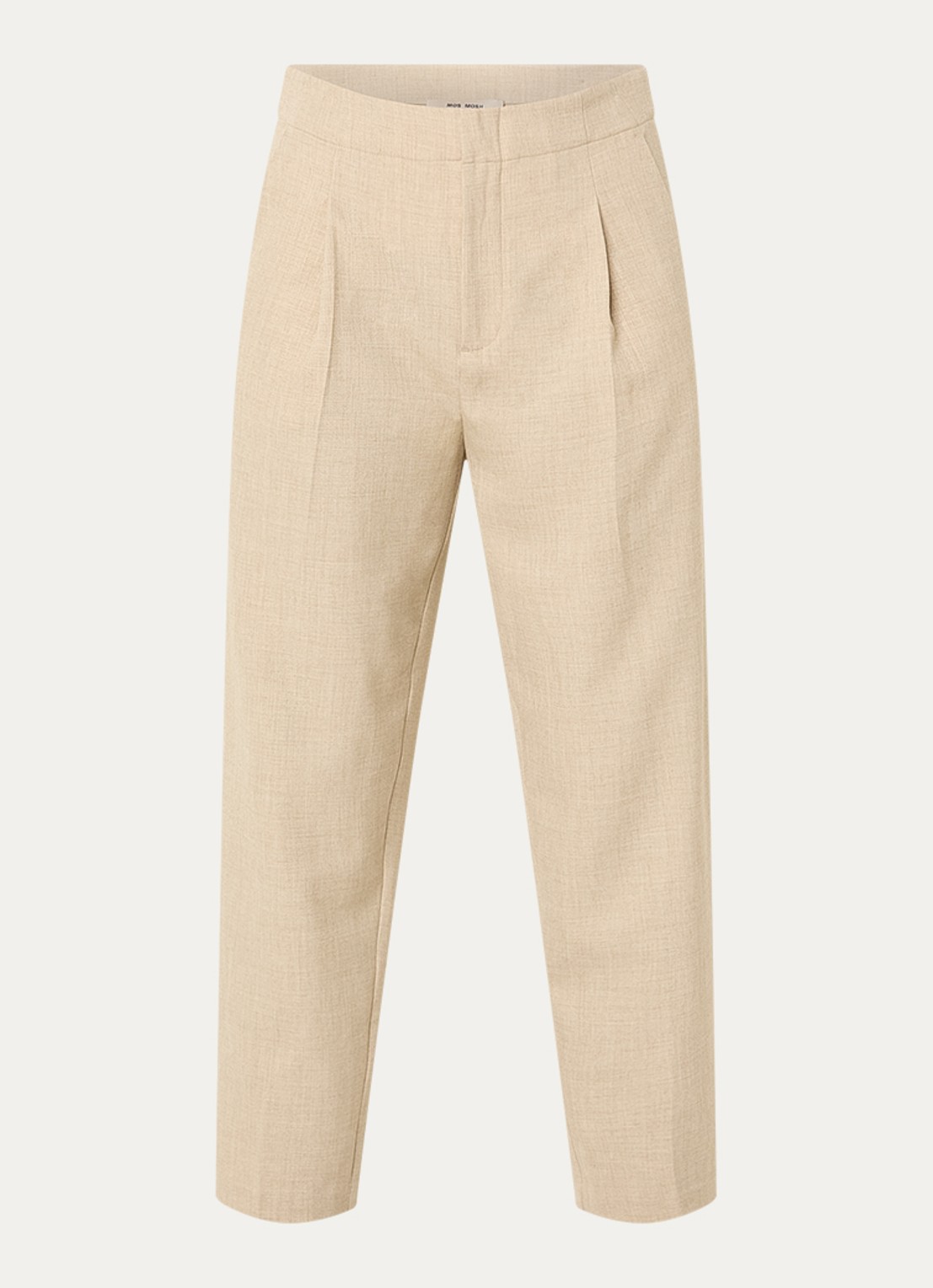 Mos Mosh MMLeysa high waist tapered fit cropped pantalon met steekzakken - voorkant 2 beige