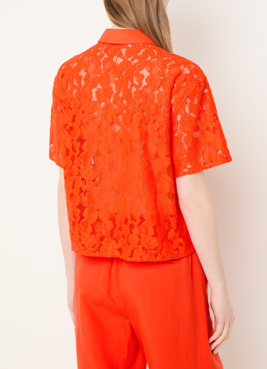 Mos Mosh MMLia River semi-transparante blouse met broderie - achterkant 4 oranje