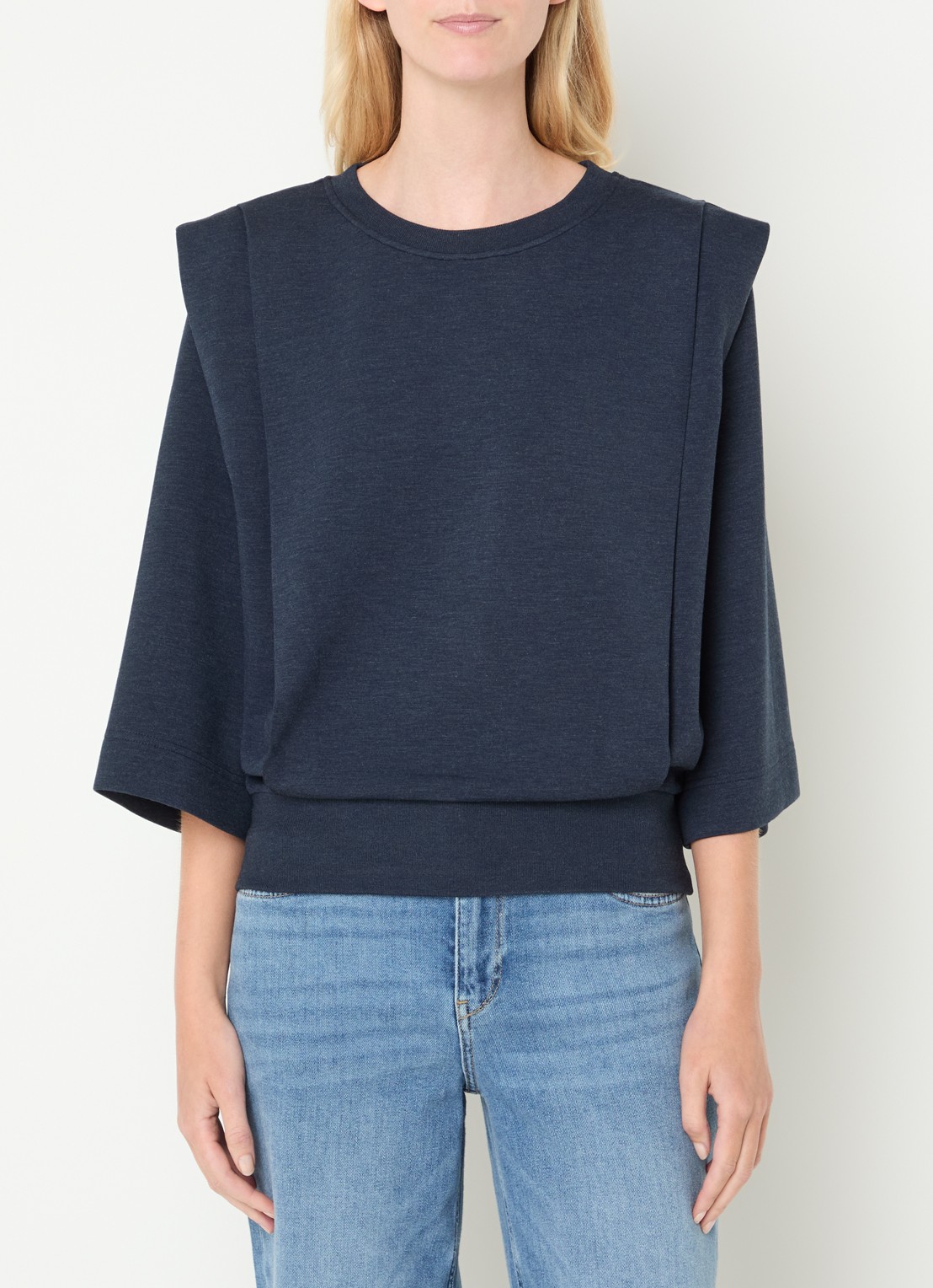 Mos Mosh MMMae sweater met ronde hals - detail 3 donkerblauw