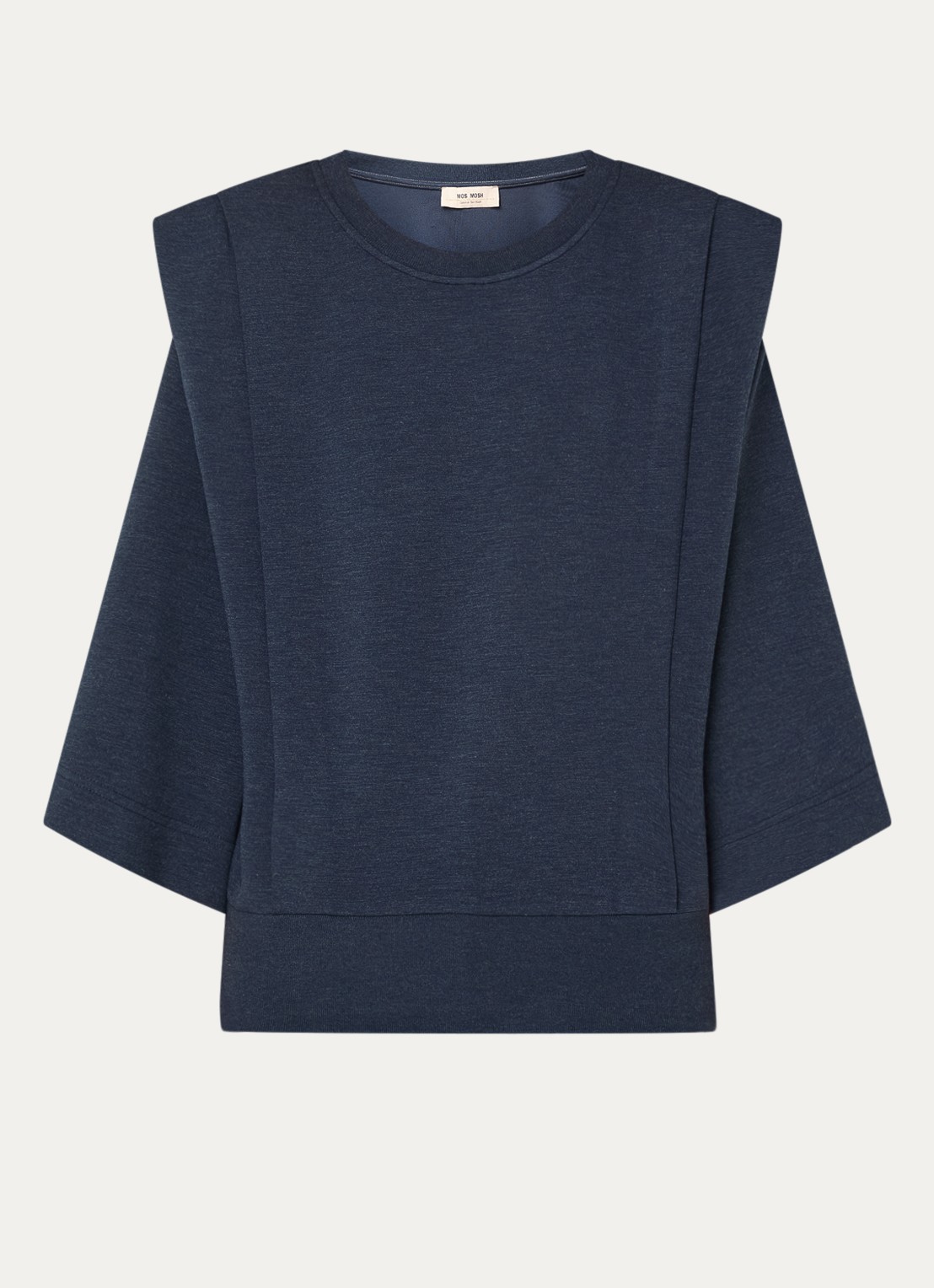 Mos Mosh MMMae sweater met ronde hals - voorkant donkerblauw
